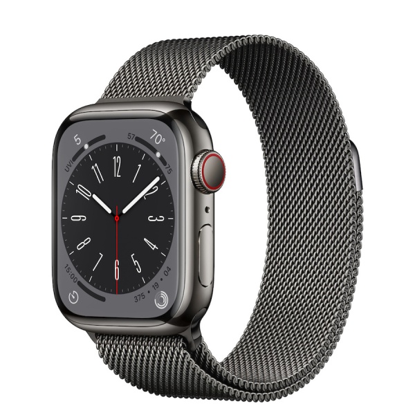 Apple Watch Series 8 41mm Graphite Stainless Steel Case with Graphite Milanese Loop (GPS+Cellular), размер ремешка: S/M + M/L