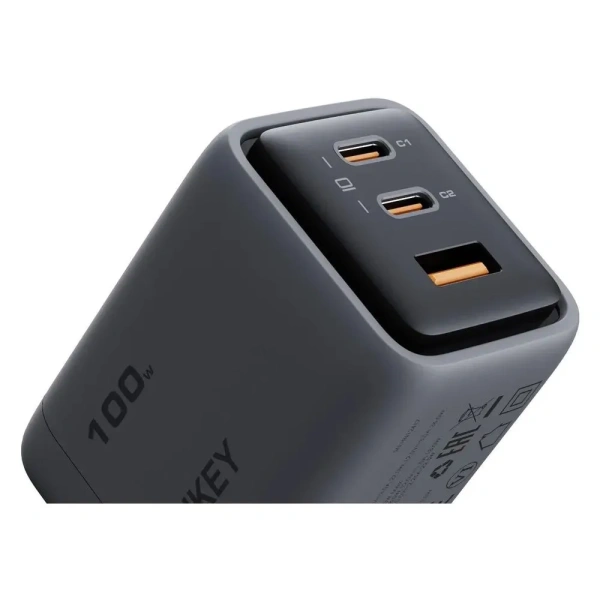 Cетевое зарядное устройство Aukey Comet Mix 100W 2xUSB-C + USB-A Gray