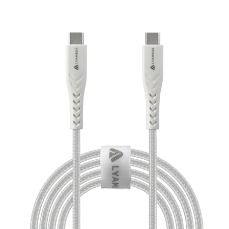 Кабель Lyambda USB-C to USB-C 1m White