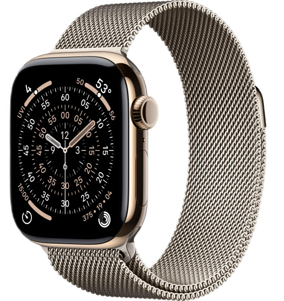 Часы Apple Watch Series 11 42mm Gold Titanium Case with Natural Milanese Loop (GPS + LTE)
