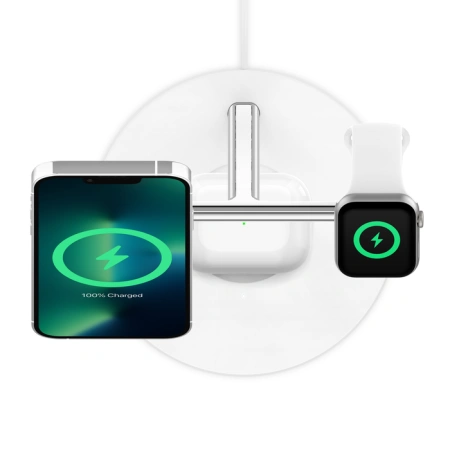 Беспроводная док-станция Belkin BOOST↑CHARGE PRO 3-in-1 Wireless Charger with MagSafe White