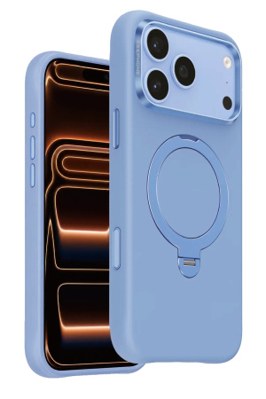 Защитный чехол Keephone Rovana Soft Touch Silicone Case With Flexible Ring (Magsafe) для iPhone 18 Pro/17 Pro Light Blue