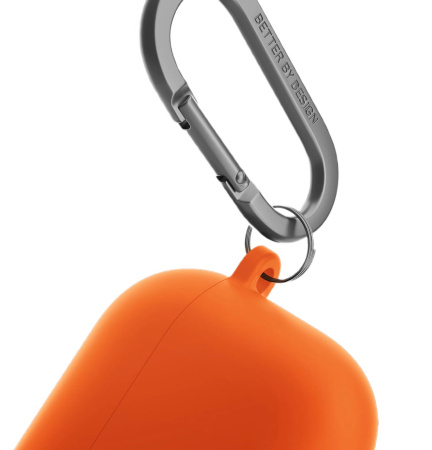 Чехол Uniq NEXO Liquid Silicone с карабином и держателем для Airpods 4 Volt Orange