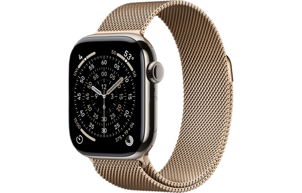 Часы Apple Watch Series 11 42mm Natural Titanium Case with Gold Milanese Loop (GPS + LTE)