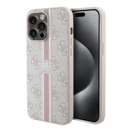 Чехол Guess MagSafe для iPhone 15 Pro 4G Stripes Hard Pink