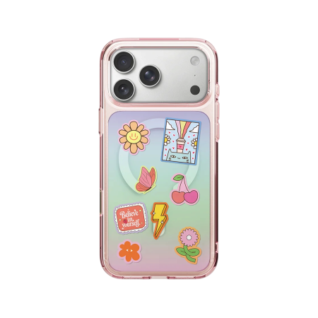 Защитный чехол Uniq COEHL IML Estelle + Stiker Pack(MagSafe) для iPhone 18 Pro/17 Pro Pink Prism