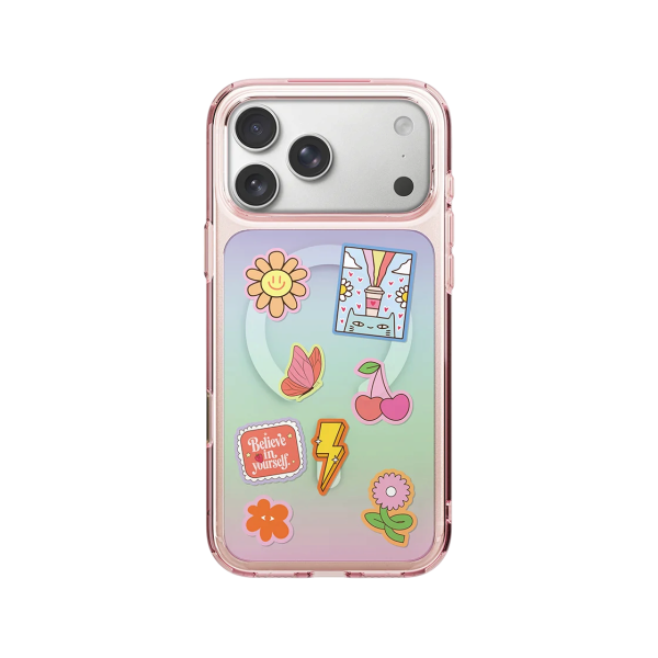 Защитный чехол Uniq COEHL IML Estelle + Stiker Pack(MagSafe) для iPhone 18 Pro/17 Pro Pink Prism