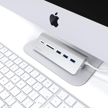 USB-концентратор Satechi Type-C Aluminum USB 3.0 Hub & Micro/SD Card Reader Silver