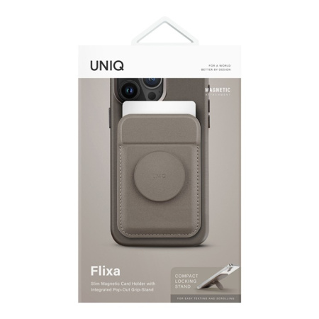 Магнитный бумажник UNIQ Flixa Magnetic Card Wallet with MagSafe Grey