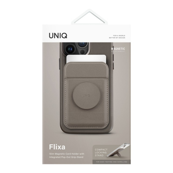 Магнитный бумажник UNIQ Flixa Magnetic Card Wallet with MagSafe Grey