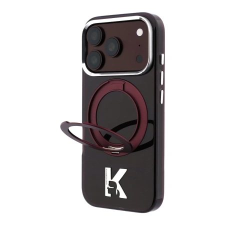 Защитный чехол Lagerfeld для iPhone 18 Pro Max/17 Pro Max Ring stand Burgundy (MagSafe)