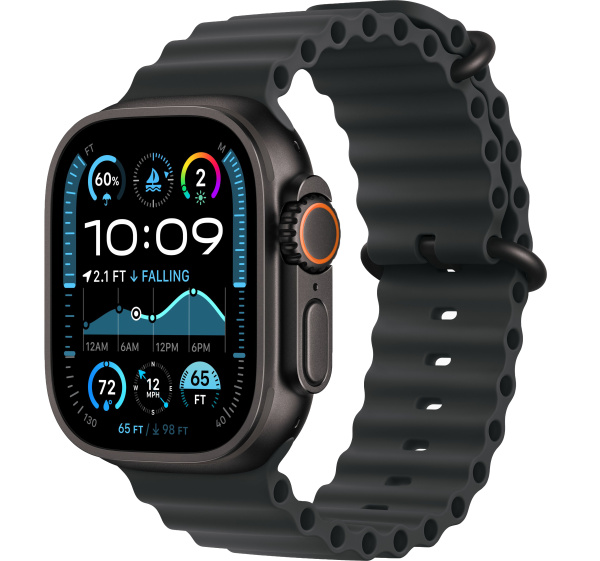 Apple Watch Ultra 2 (2024) 49mm Black Titanium Case with Black Ocean Band (GPS + Cellular)