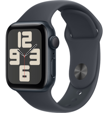 Часы Apple Watch SE (2024) 40mm Midnight Aluminum Case with Midnight Sport Band (GPS) (размер M/L)