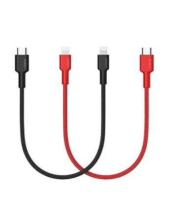 Кабель Aukey USB-C to Lightning Cable MFi 0.3m (2-Pack) Black / Red