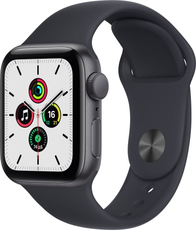 Apple Watch SE 44mm Space Gray Aluminum Case with Midnight Sport Band (GPS + Cellular)