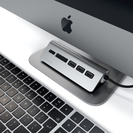 USB-концентратор Satechi Type-C Aluminum USB 3.0 Hub & Micro/SD Card Reader Space Gray ST-TCHCRM