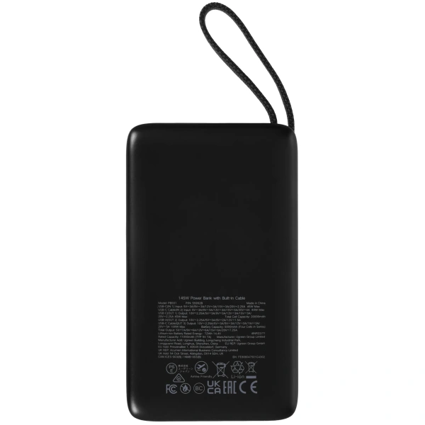 Внешний аккумулятор UGREEN PB551 (55992B) 145W Power Bank 20000mAh USB-C/USB-A со встроенным кабелем USB-C Space Gray