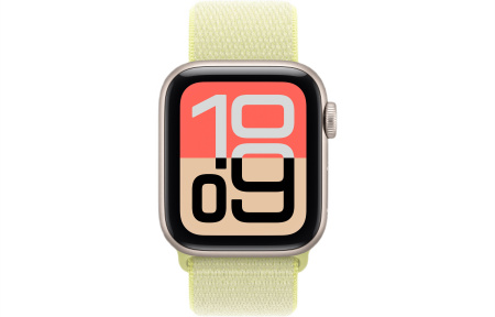 Часы Apple Watch SE 3 (2025) 40mm Starlight Aluminum Case with Neon Yellow Sport Loop (GPS)