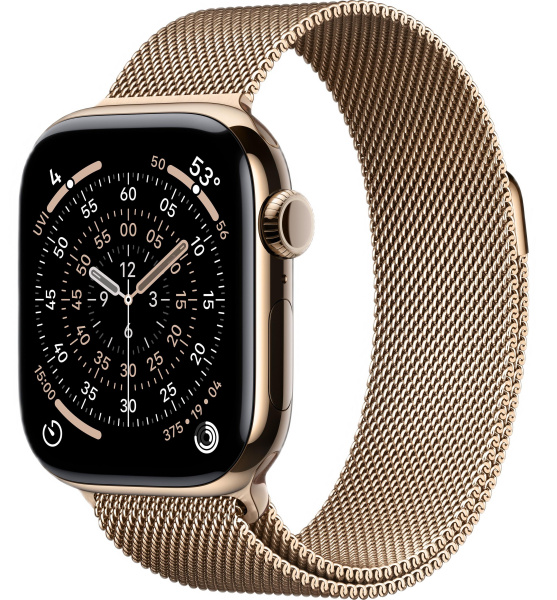 Часы Apple Watch Series 11 46mm Gold Titanium Case with Gold Milanese Loop (GPS + LTE)