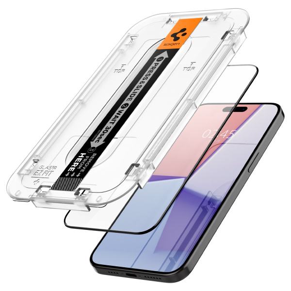 Защитное стекло Spigen Glas.tR EZ FIT Full Cover 2-Pack для iPhone 15 Pro Black