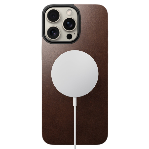 Чехол Nomad Magnetic Leather Back для iPhone 16 Pro Max Brown