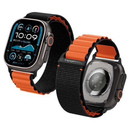 Ремешок Spigen WBF1 Band для Apple Watch 6/7/8/9/10 /SE/Ultra 1/2 44/45/46/49mm Black/Orange