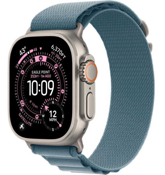 Apple Watch Ultra 3 (2025) 49mm Natural Titanium Case with Light Blue Alpine Loop - Medium (GPS + Cellular)