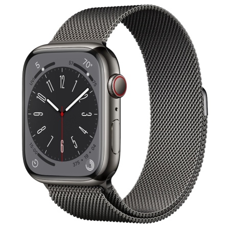 Apple Watch Series 8 45mm Graphite Stainless Steel Case with Graphite Milanese Loop (GPS+Cellular)