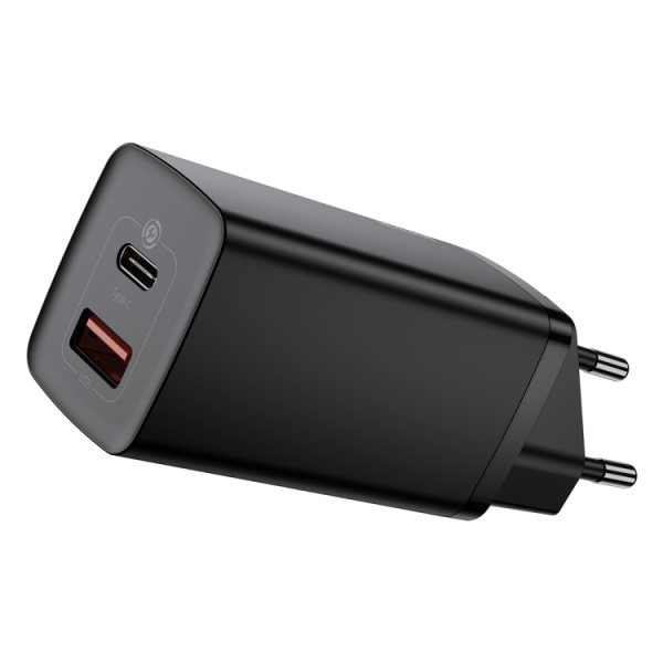 Сетевое зарядное устройство Baseus GaN2 Lite Quick Charger USB-C+USB-A 65W Black