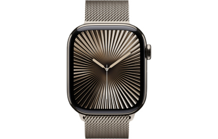 Часы Apple Watch Series 10 46mm Natural Titanium Case with Natural Milanese Loop (GPS + LTE) (размер S/M)