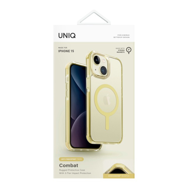 Защитный чехол Uniq Combat AF MagSafe для iPhone 15 Citron Yellow