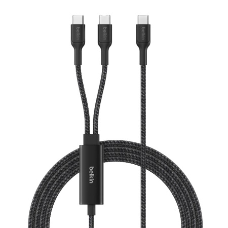 Кабель двойной Belkin BoostCharge Pro 2-in-1 140W USB-C - USB-C 1,5м Braided Dual Charging Cable Black