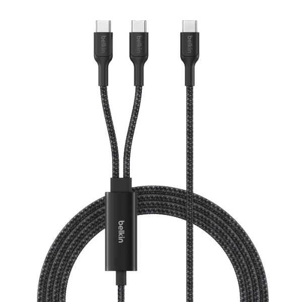 Кабель двойной Belkin BoostCharge Pro 2-in-1 140W USB-C - USB-C 1,5м Braided Dual Charging Cable Black