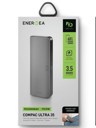 Аккумулятор EnergEA ComPac 35 Ultra 20000 mAh USB-C+USB-A PD/SCP/QC3.0 35w Digital display Gunmetal Аккумулятор EnergEA ComPac 35 Ultra 20000 mAh USB-C+USB-A PD/SCP/QC3.0 35w Digital display Gunmetal