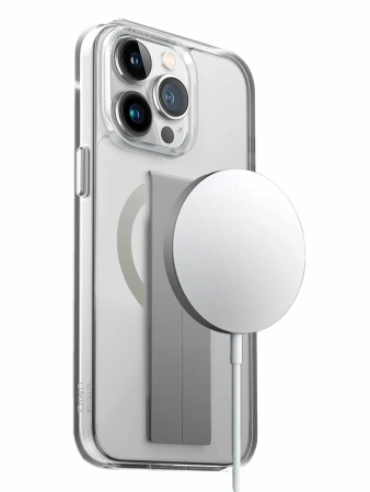 Защитный чехол Uniq Heldro Mount MagSafe с ремешком для iPhone 15 Pro Clear