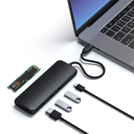 Адаптер Satechi USB-C Hybrid Multiport Adapter (with SSD Enclosure) Black