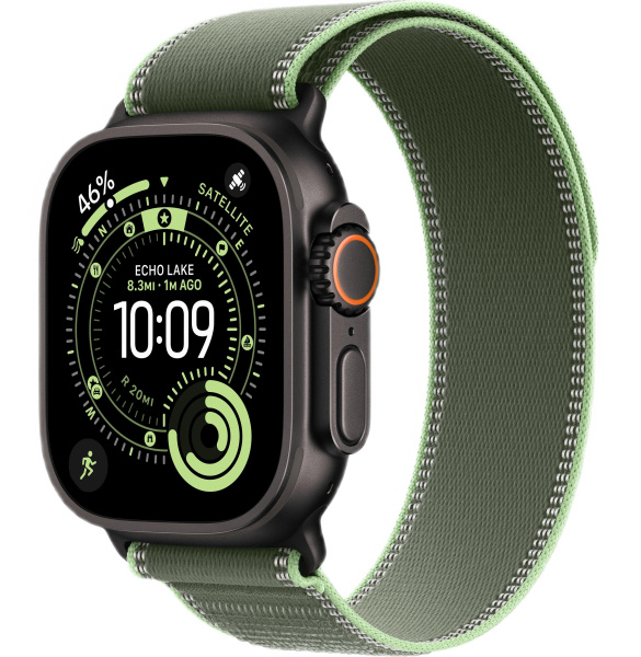 Apple Watch Ultra 3 (2025) 49mm Black Titanium Case with Green/Neon Blue Trail Loop (GPS + Cellular) (S/M)
