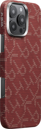 Чехол Pitaka Monogram Tactile Woven для iPhone 16 Pro Gold/Red