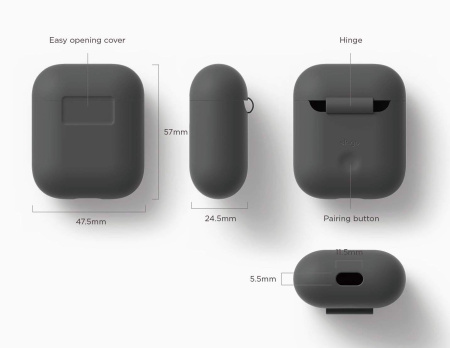 Чехол Elago для AirPods Silicone Сase Dark Grey Чехол Elago для AirPods Silicone Сase Dark Grey
