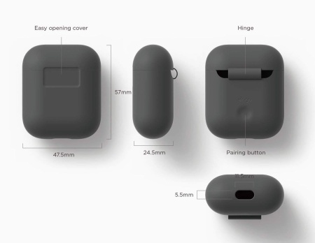 Чехол Elago для AirPods Silicone Сase Dark Grey