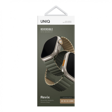 Ремешок Uniq для Apple Watch 42-49 mm Revix Reversible Magnetic Green/Tan