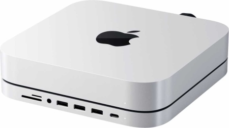 USB док станция с подставкой Satechi Mac Mini Stand & Hub для Mac Mini.