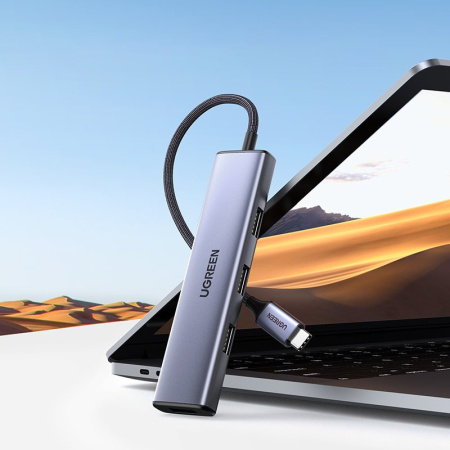 Адаптер Ugreen CM473 (20841) 4-in-1 USB Type-C to 4xUSB 3.0 HUB Space Gray