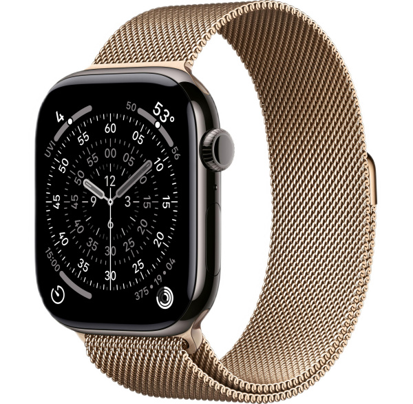 Часы Apple Watch Series 11 46mm Slate Titanium Case with Gold Milanese Loop (GPS + LTE)