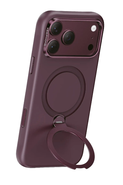 Защитный чехол Keephone Rovana Soft Touch Silicone Case With Flexible Ring (Magsafe) для iPhone 18 Pro Max/17 Pro Max Burgundy