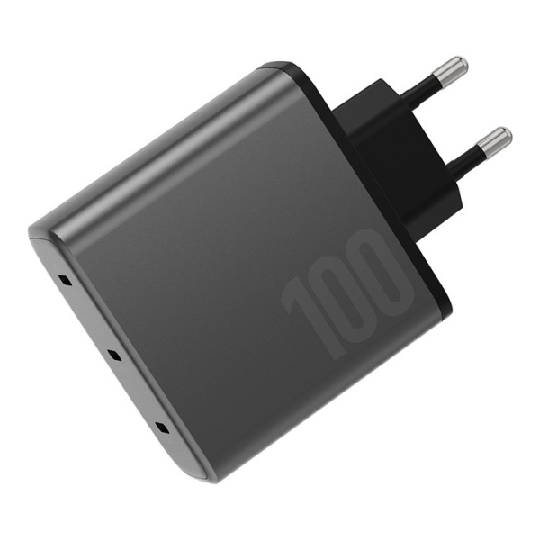 Сетевая зарядка Energea AmpCharge GaN100 3xUSB-C PD/PPS/QC3.0 100W Gunmetal