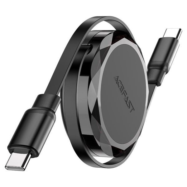 Зарядный выдвижной кабель ACEFAST C13-03 USB-C - USB-C 60W 0.8m Black