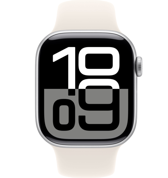 Часы Apple Watch Series 10 42mm Silver Aluminum Case with Starlight Sport Band (GPS) (размер S/M)
