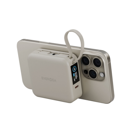 Внешний аккумулятор Energea Magpac Mini Plus Wireless Power Bank 10000mAh With Build in USB-C Cable & Display Sand
