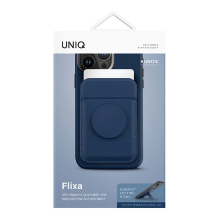 Магнитный бумажник UNIQ Flixa Magnetic Card Wallet with MagSafe Navy Blue